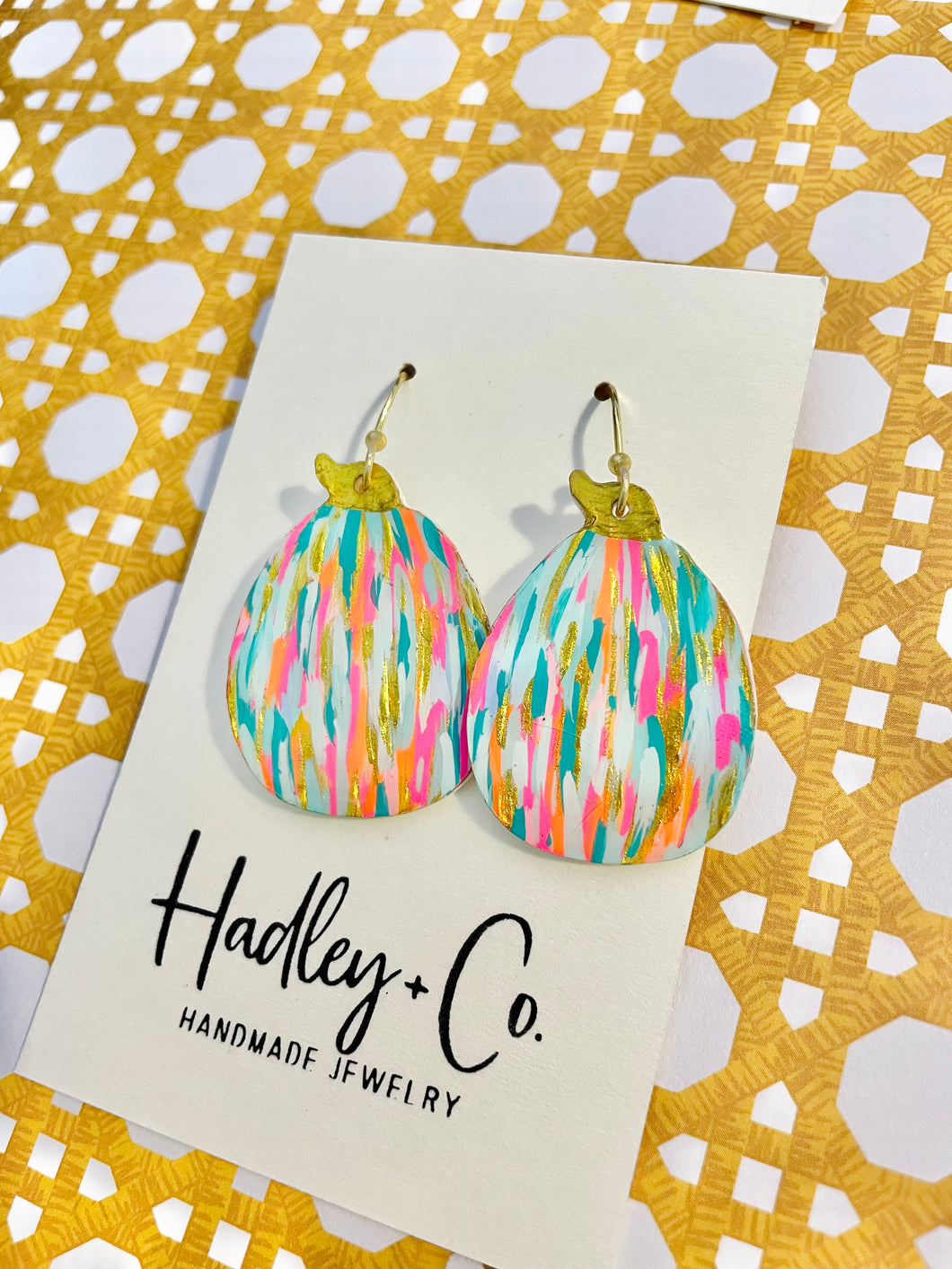 Multi abstract pumpkin Hadley + co earrings