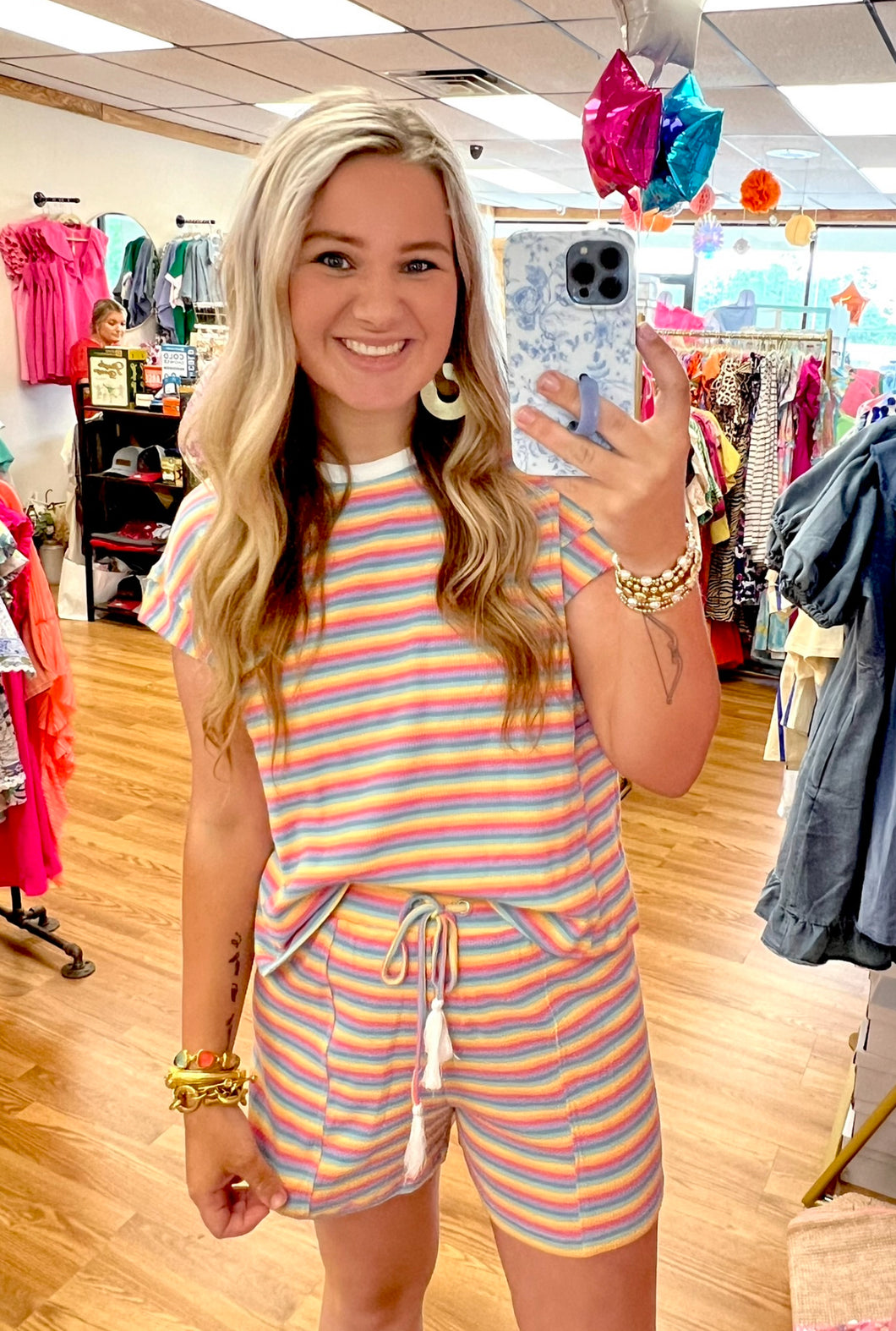 Striped shorts set