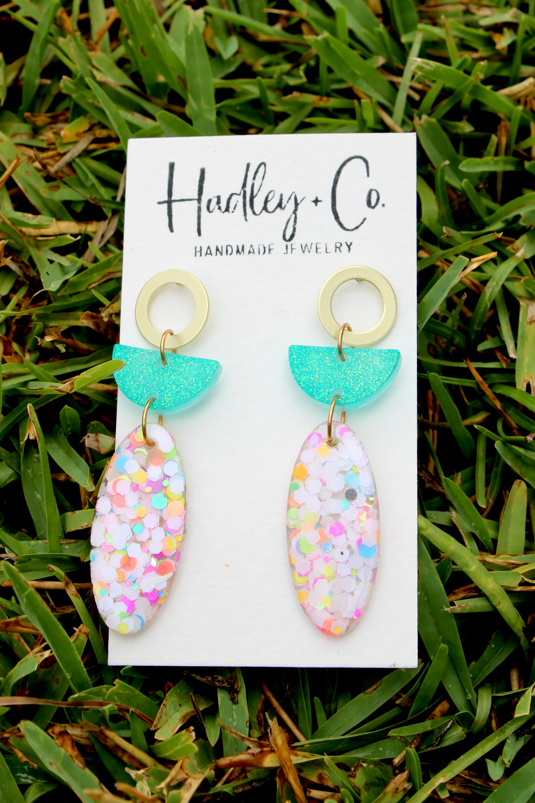 Teal gold confetti Hadley +co earrings