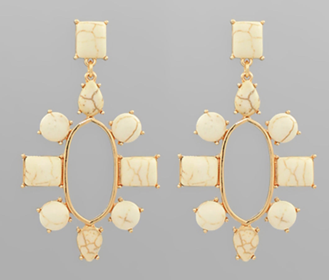 Ivory gold tear drop earrings