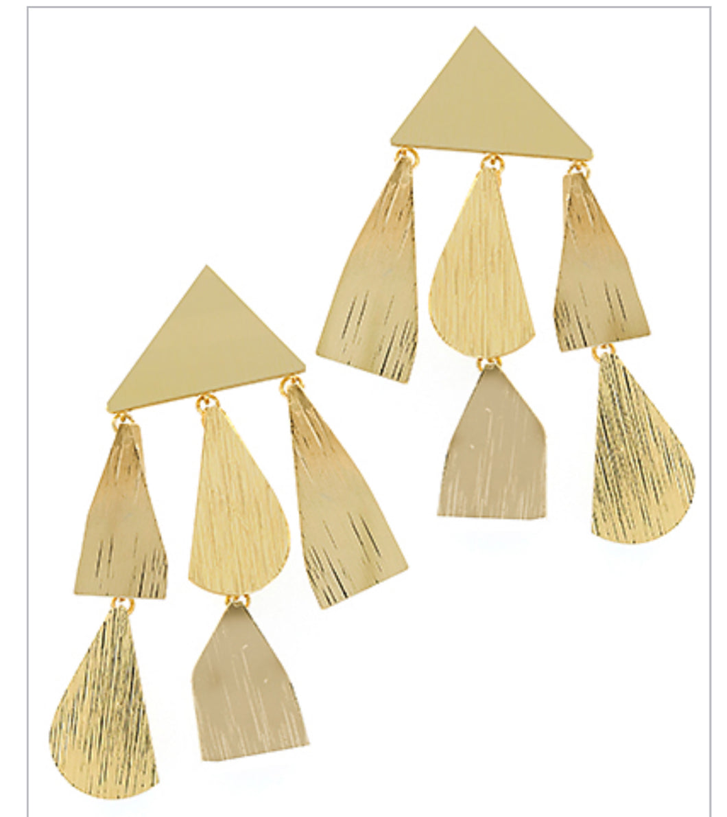 Gold multi shape dangle earrings