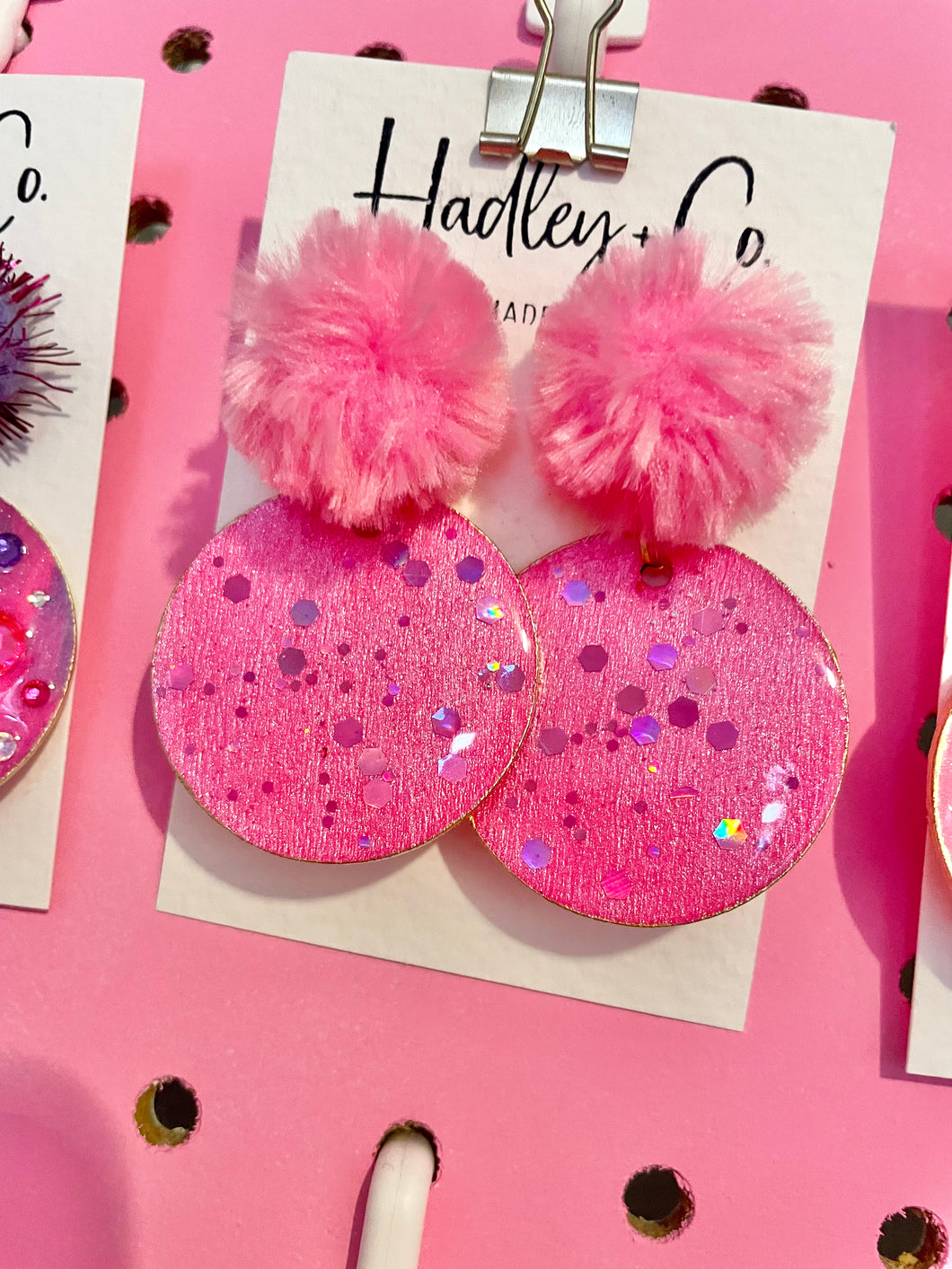 Pink confetti pom Hadley + co earrings