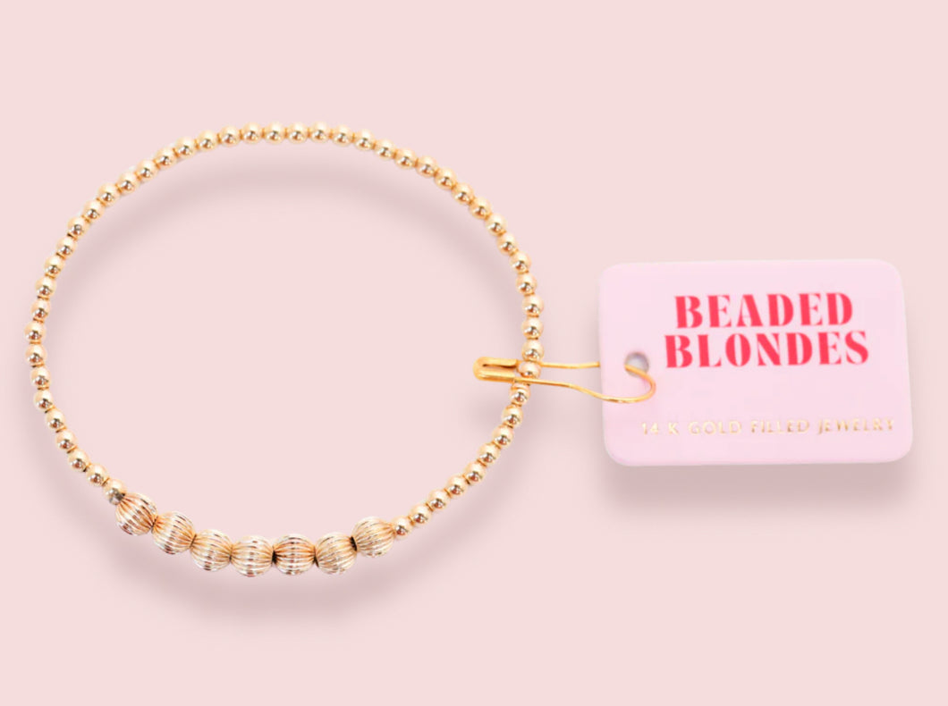Lucky fluted bracelet- beaded blondes