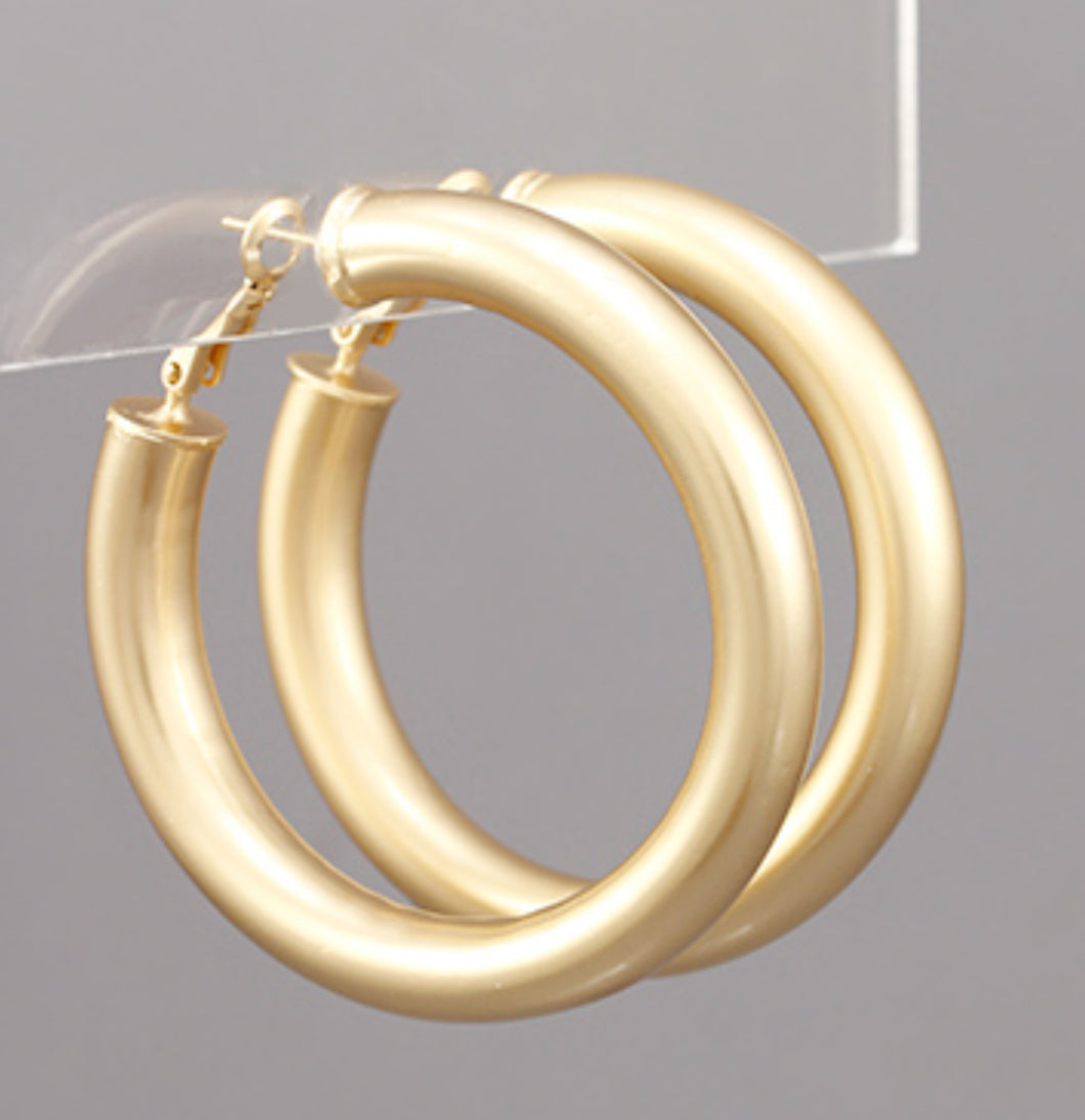 Matte gold clasp hoops