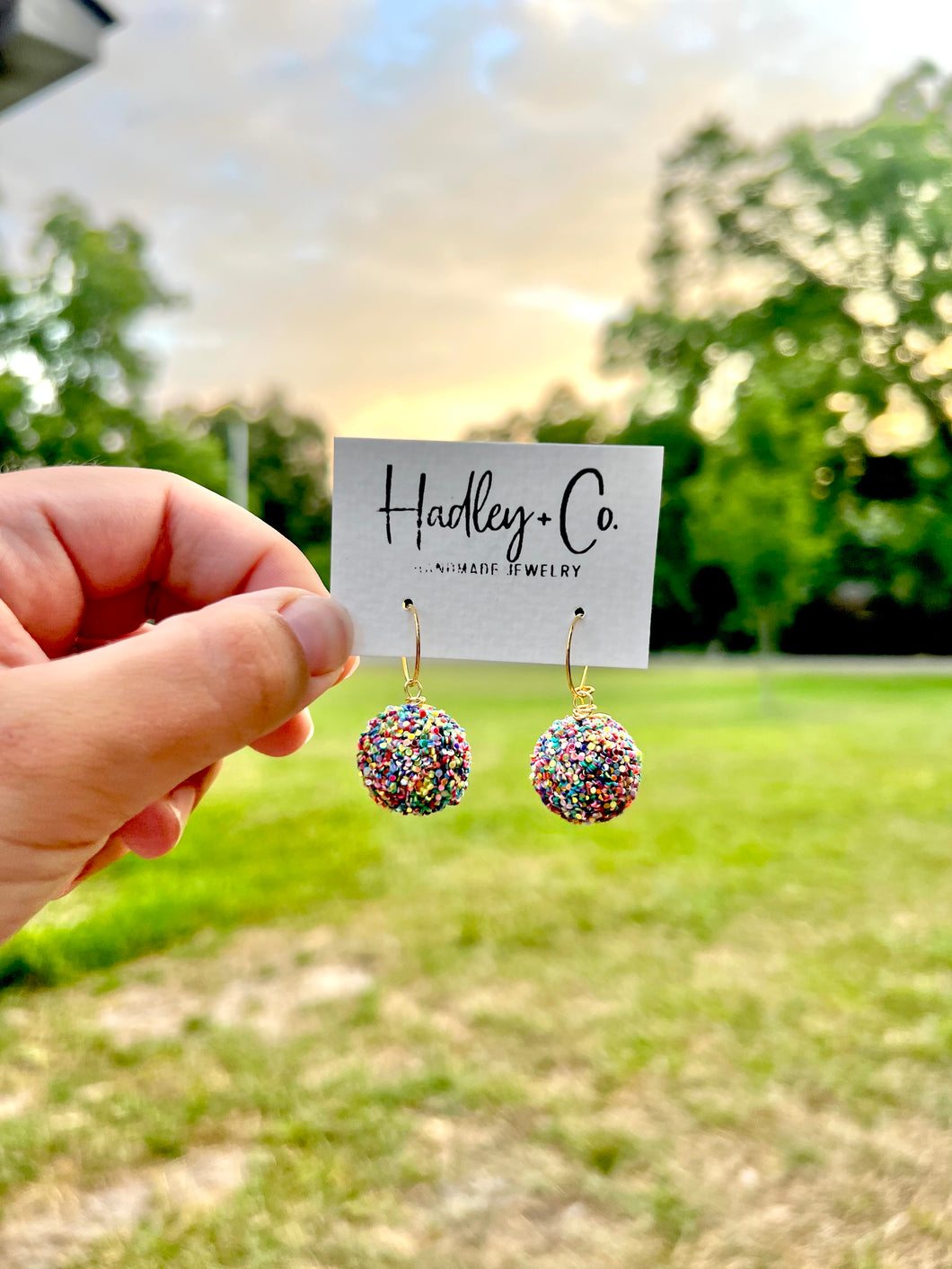 Glitter multi small hoop Hadley + co earrings