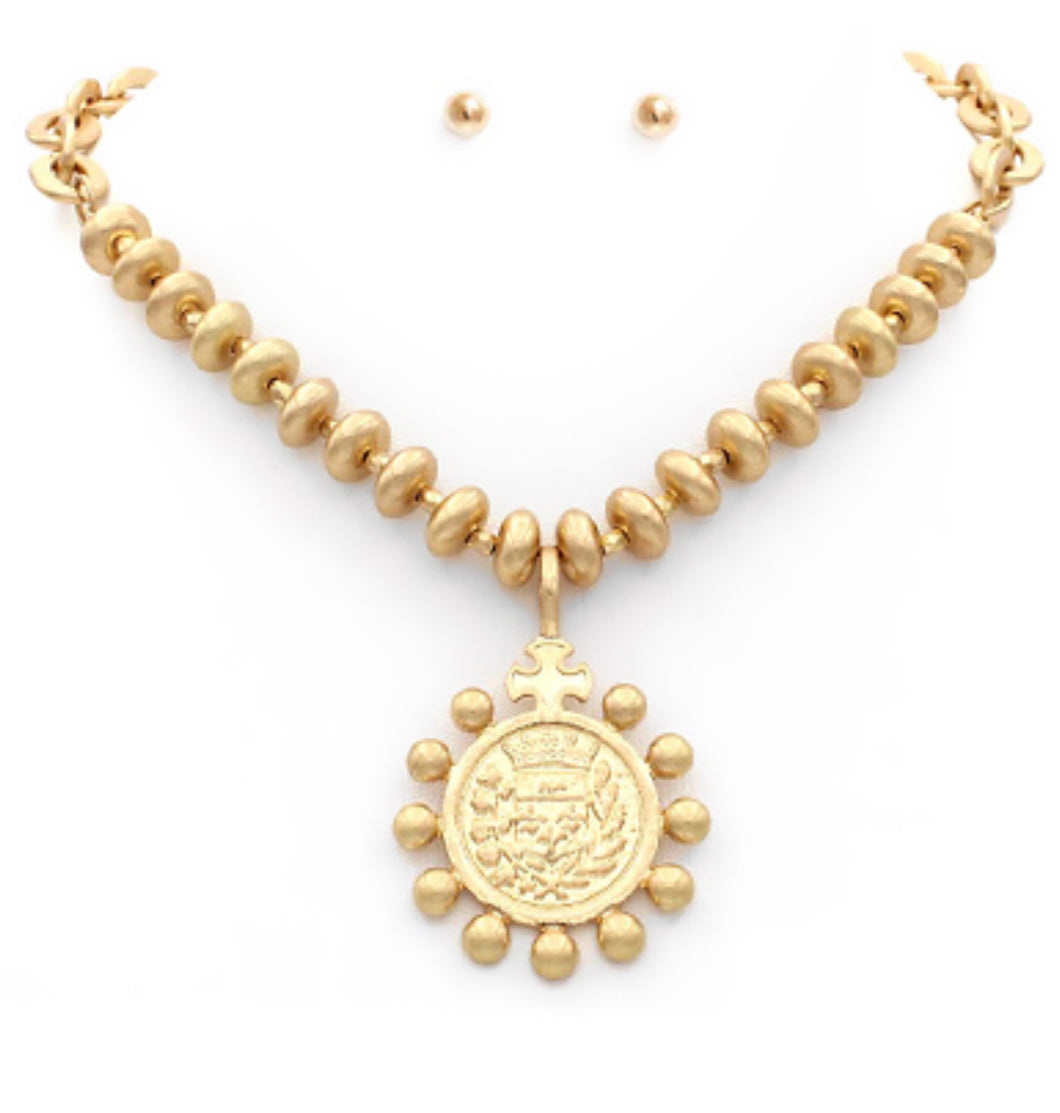 Dotted coin gold necklace