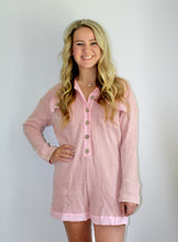 Load image into Gallery viewer, Pink waffle knit romper
