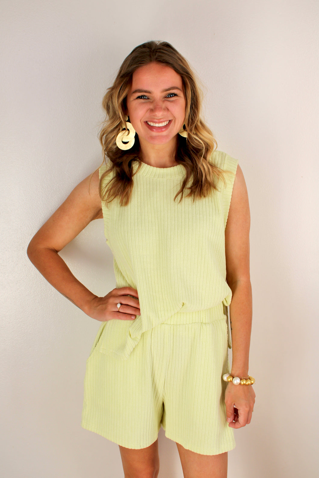 Lemon yellow shorts set