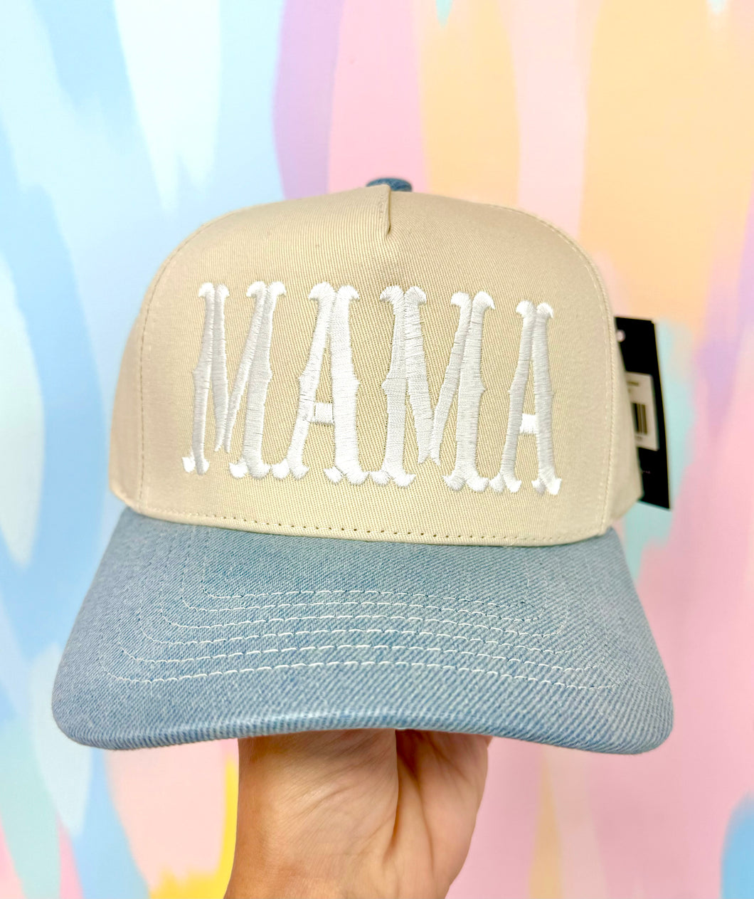 Beige denim mama hat