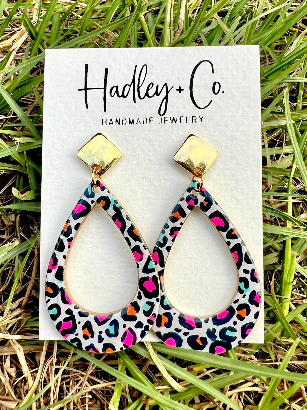 Navy leopard Hadley + co earrings