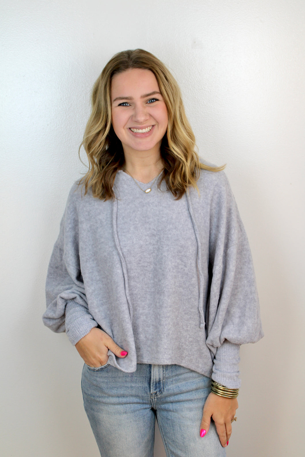 Grey soft pullover top