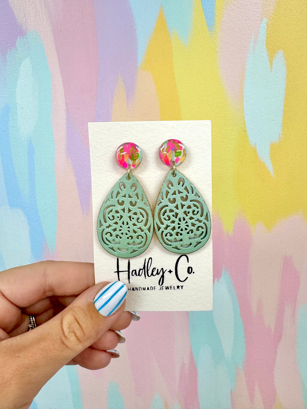 Abstract stud mint Hadley +co earrings