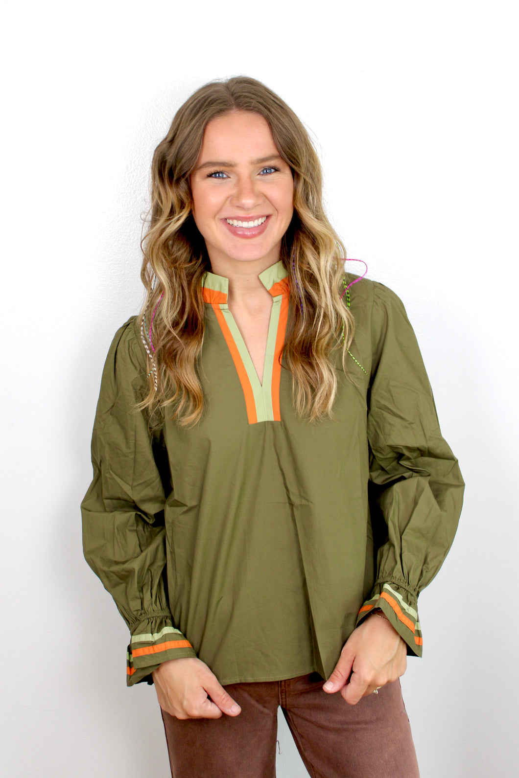 Olive rust long sleeve top