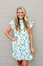 Load image into Gallery viewer, Flower print blue dress
