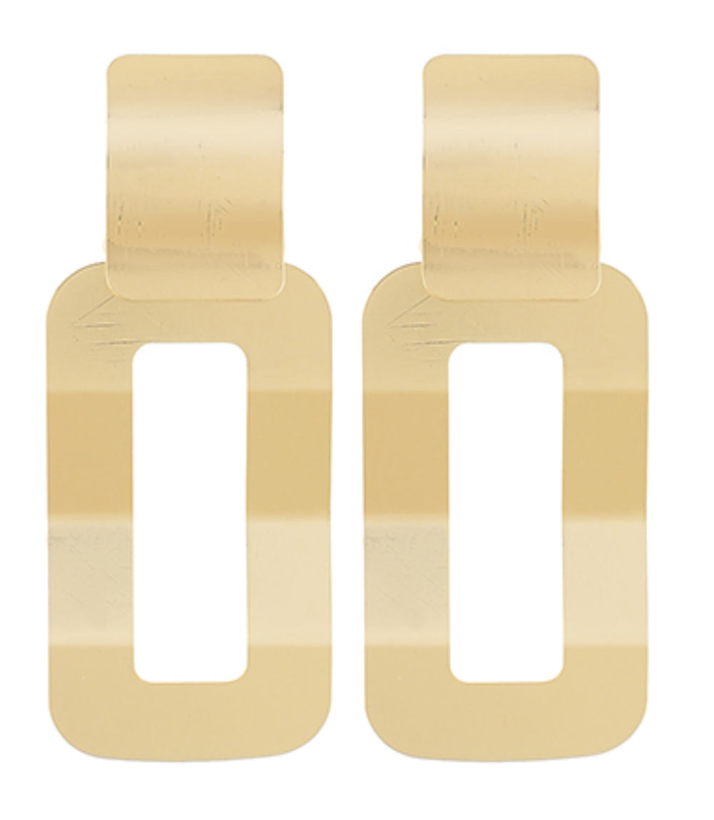 Gold rectangle earrings