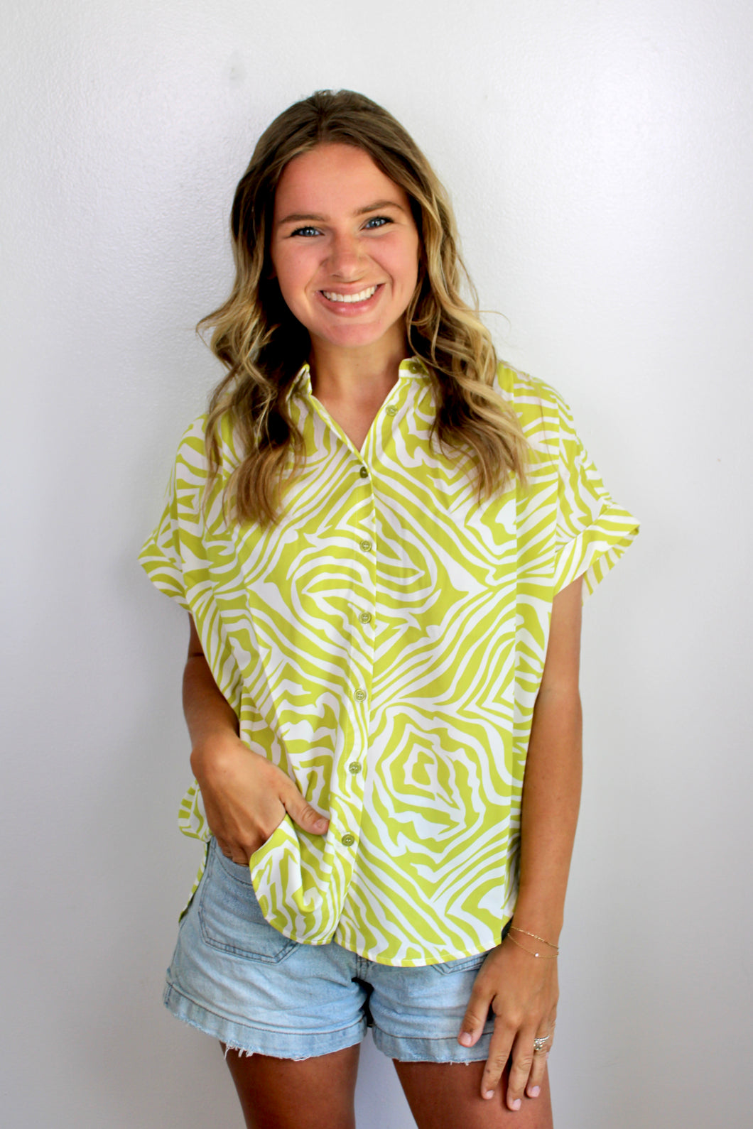 Lime zebra top