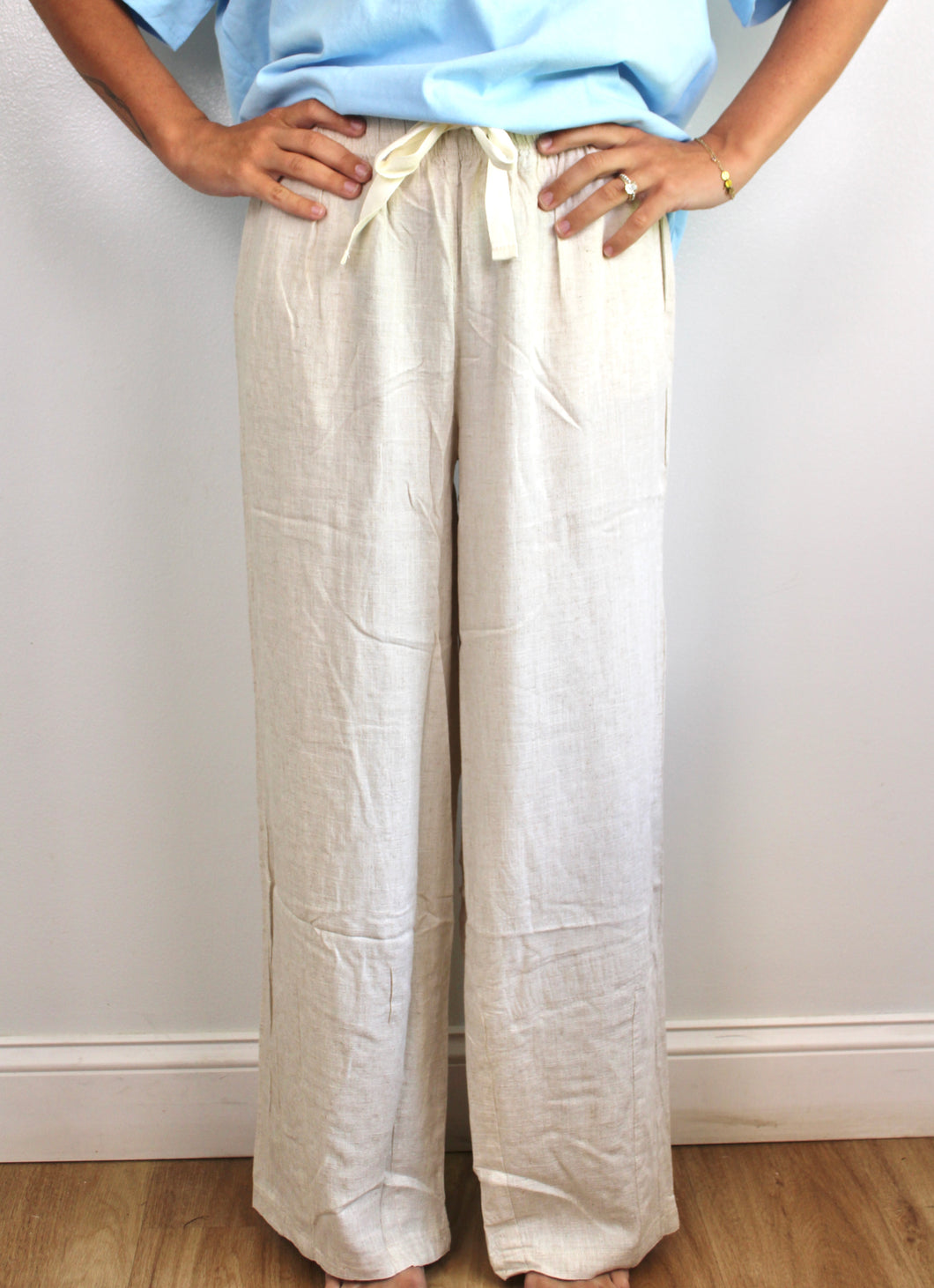 Beige linen pants