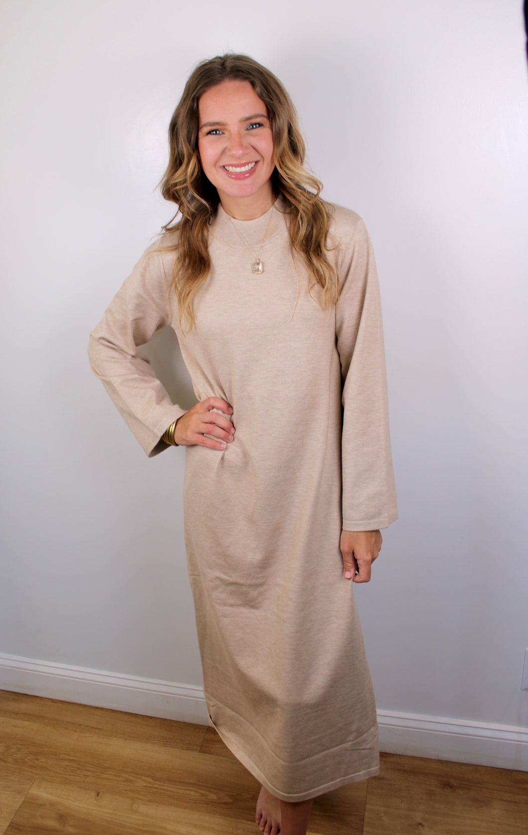 Tan long sleeve dress