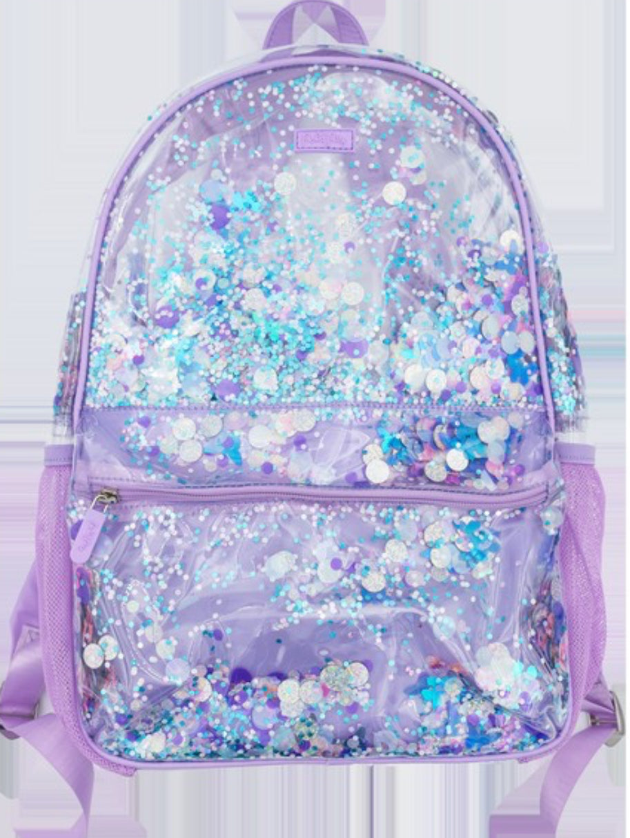 Purple confetti book bag