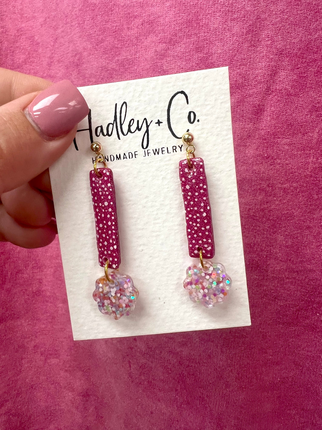 Magenta spot flower hadley + xo earrings