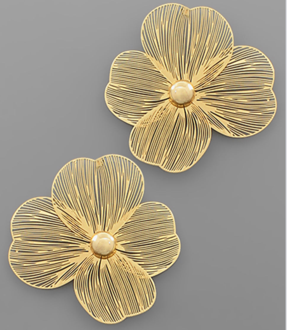Gold flower earrings