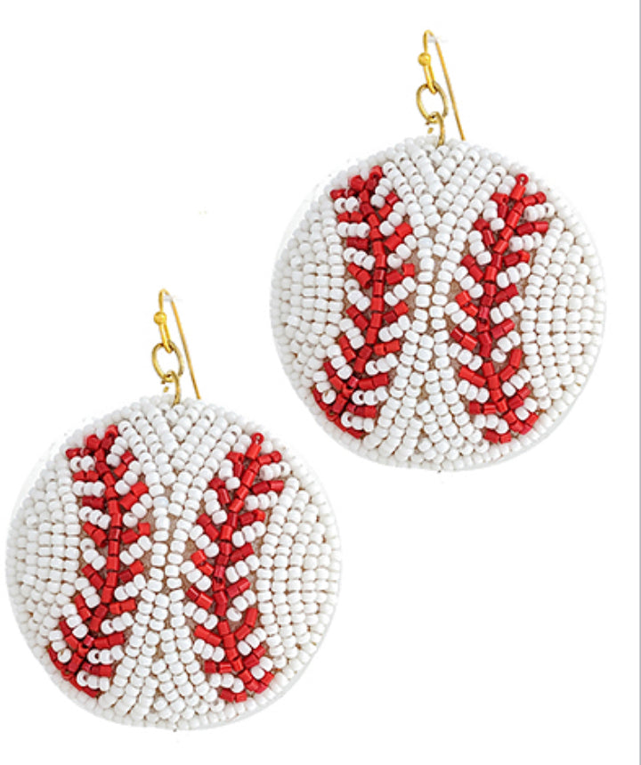 Beaded baseball earrings