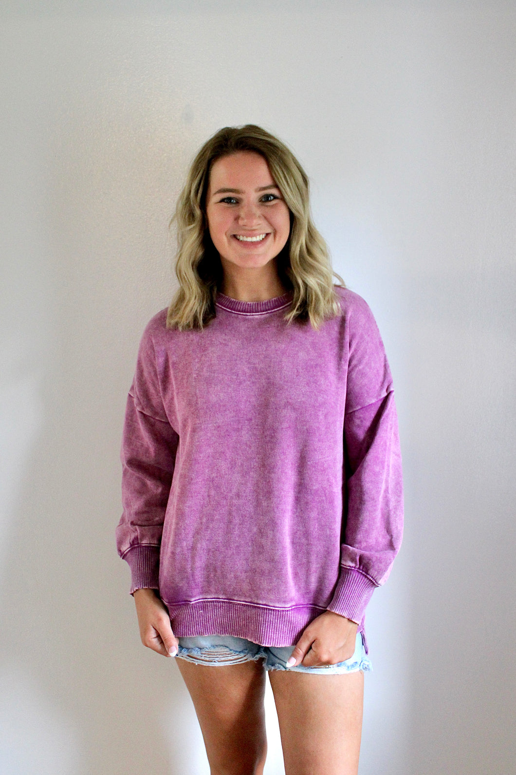 Plum wash pullover top