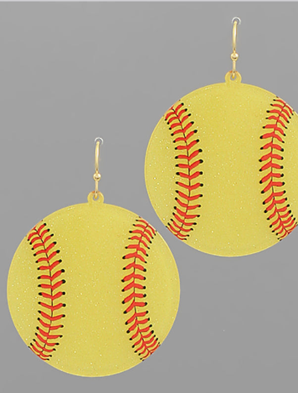 Acrylic softball earrings