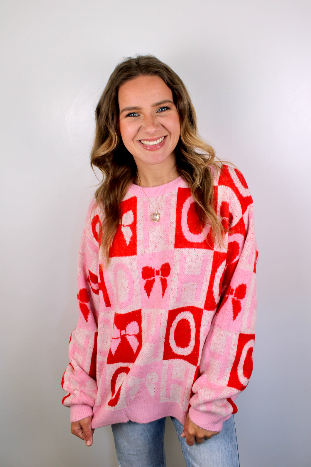 Red pink Christmas sweater