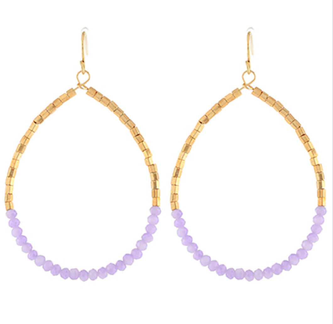 Lavender gold beaded earrings