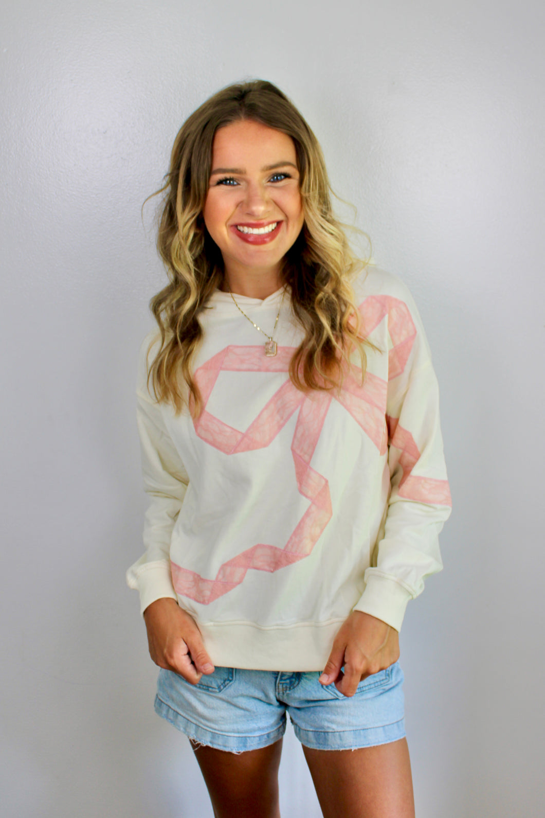 Bow ribbon pullover top