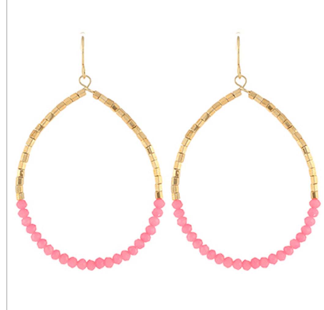 Pink gold beaded earrings