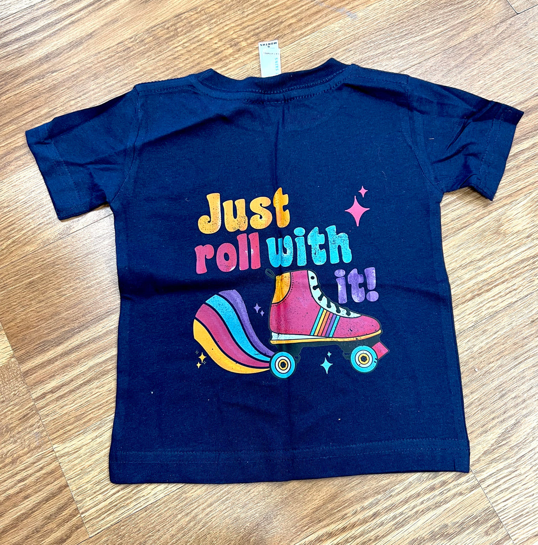 Just roll with it kids tee