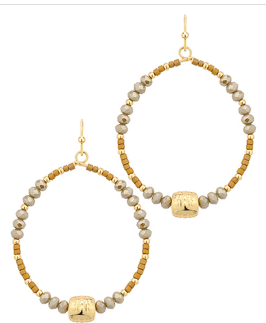 Brown gold beaded earrings