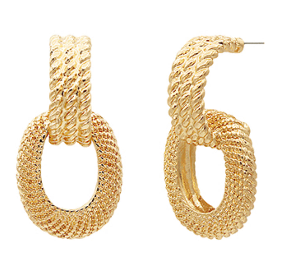 Textured ring oval earrings