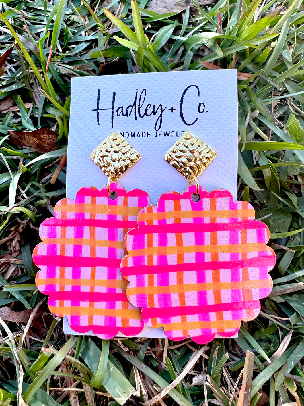 Neon plaid Hadley + co earrings