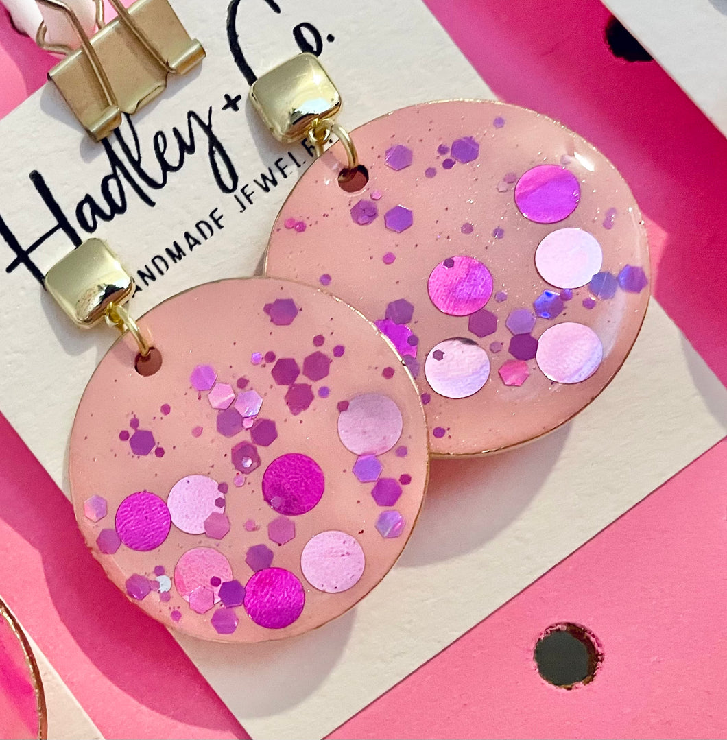 Pink purple confetti Hadley + co earrings