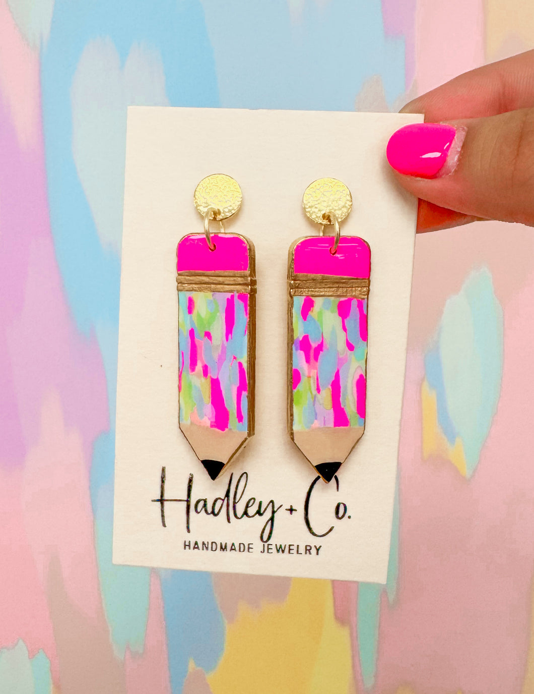 Hot pink abstract Hadley +co earrings