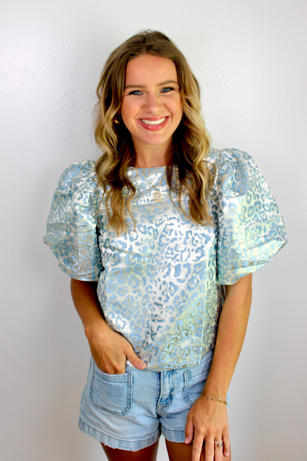 Blue leopard top