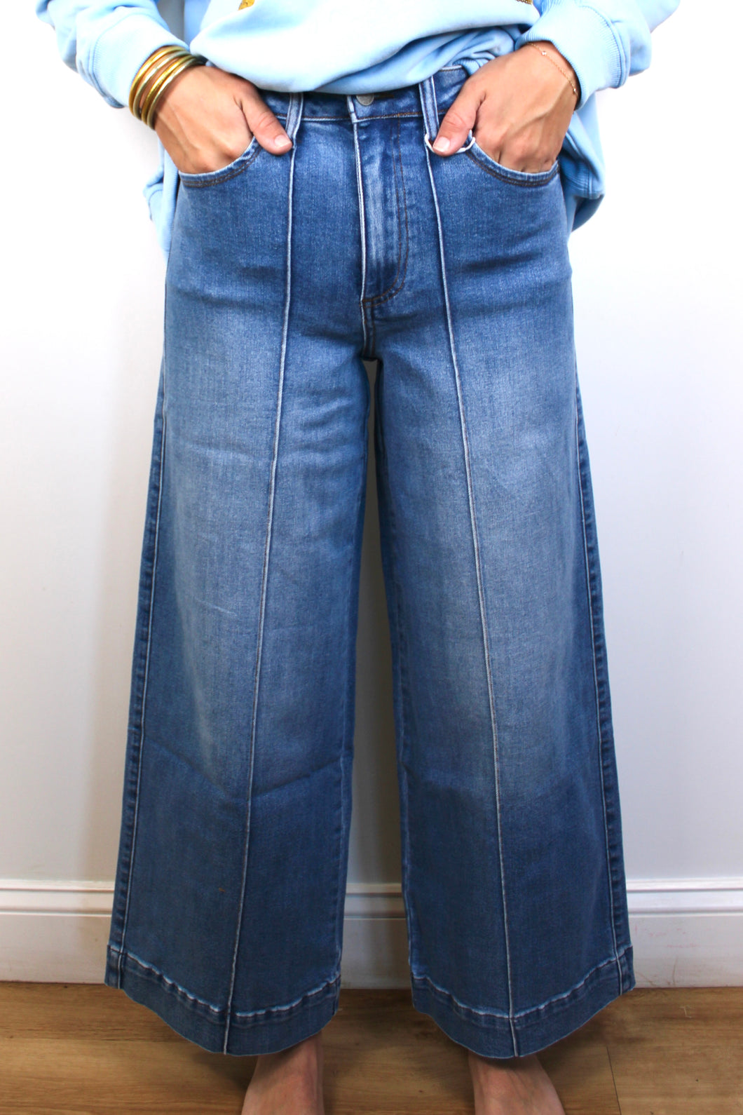 Straight seam denim pants- last chance
