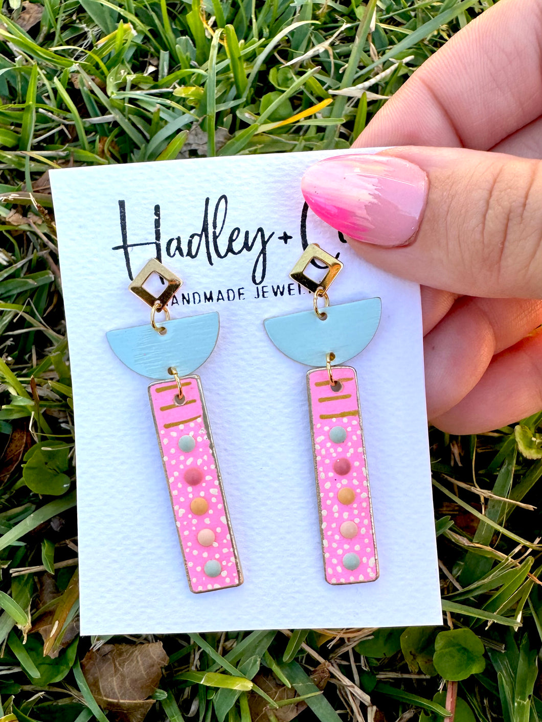 Mint pink Hadley +co earrings