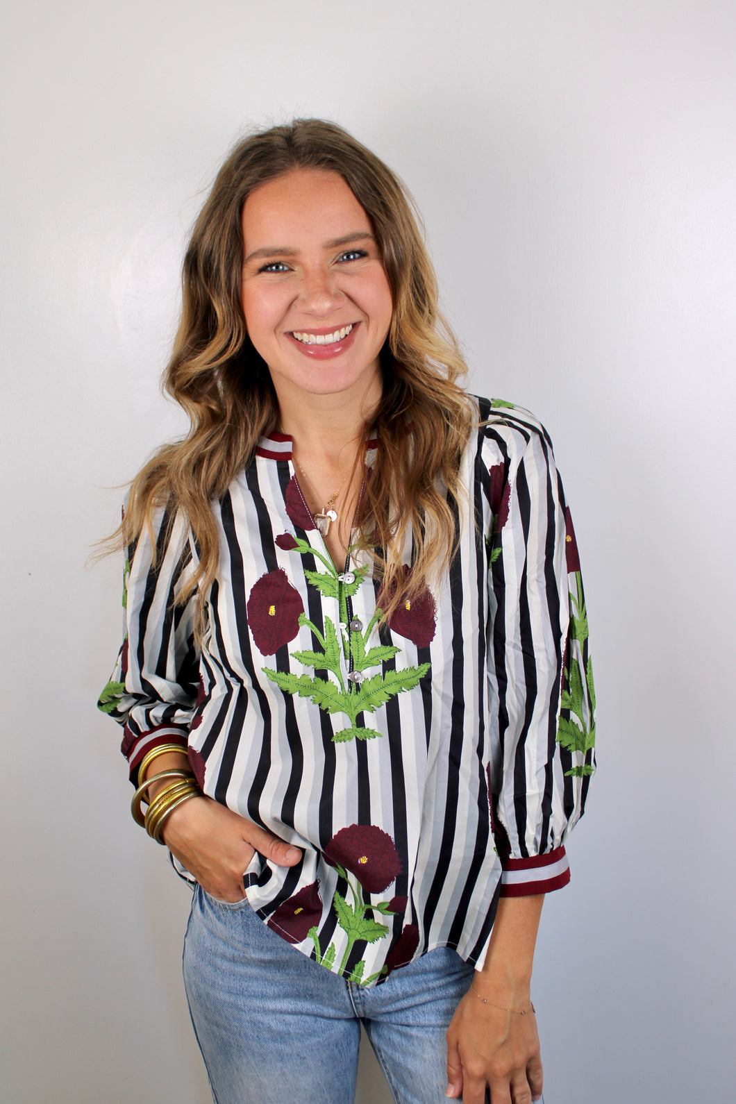 Striped floral top