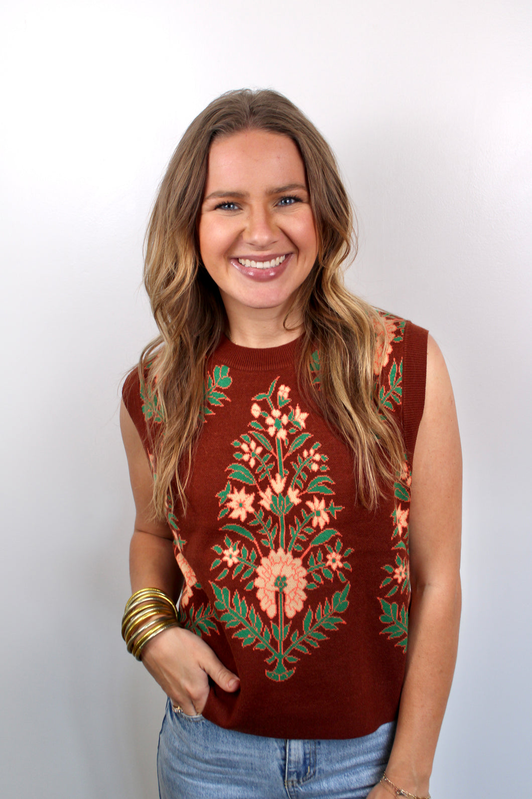 Brown floral top