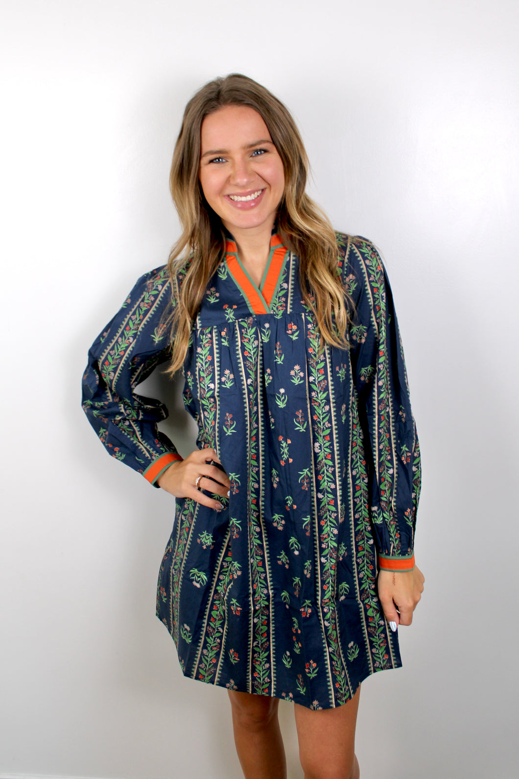 Navy rust dress
