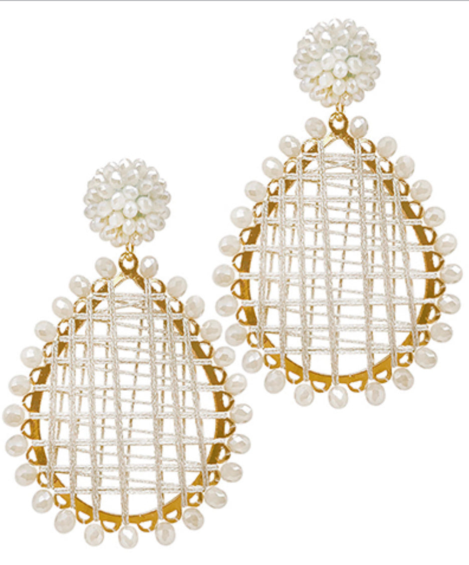 White beaded earrings