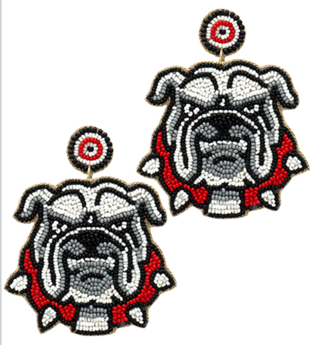 Beaded bulldog earrings