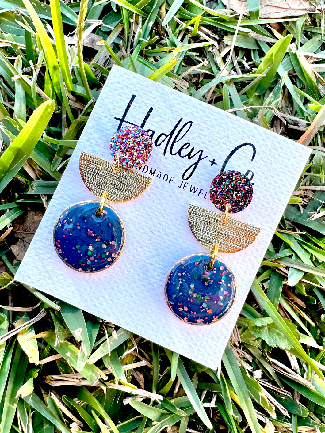 Navy glitter Hadley + co earrings