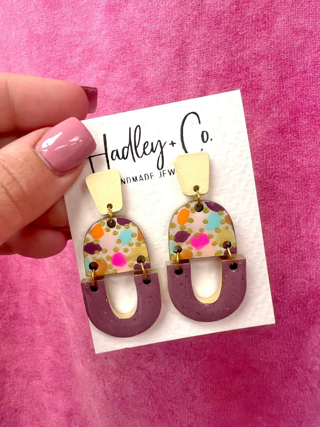 Plum multi gold spot hadley + co earrings