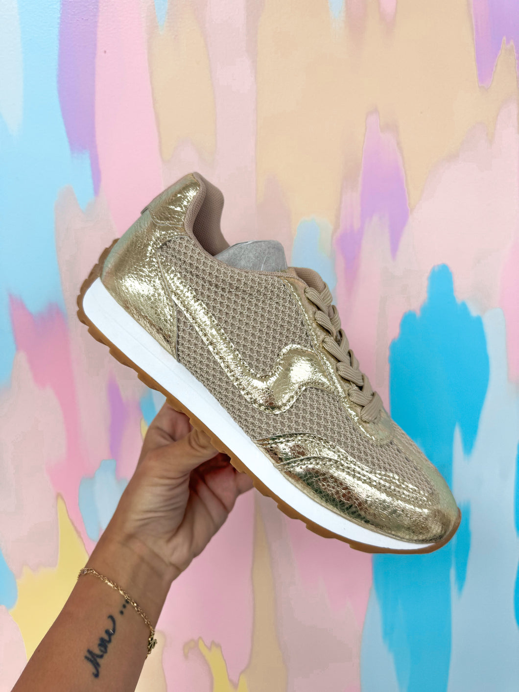 Gold tan sneakers
