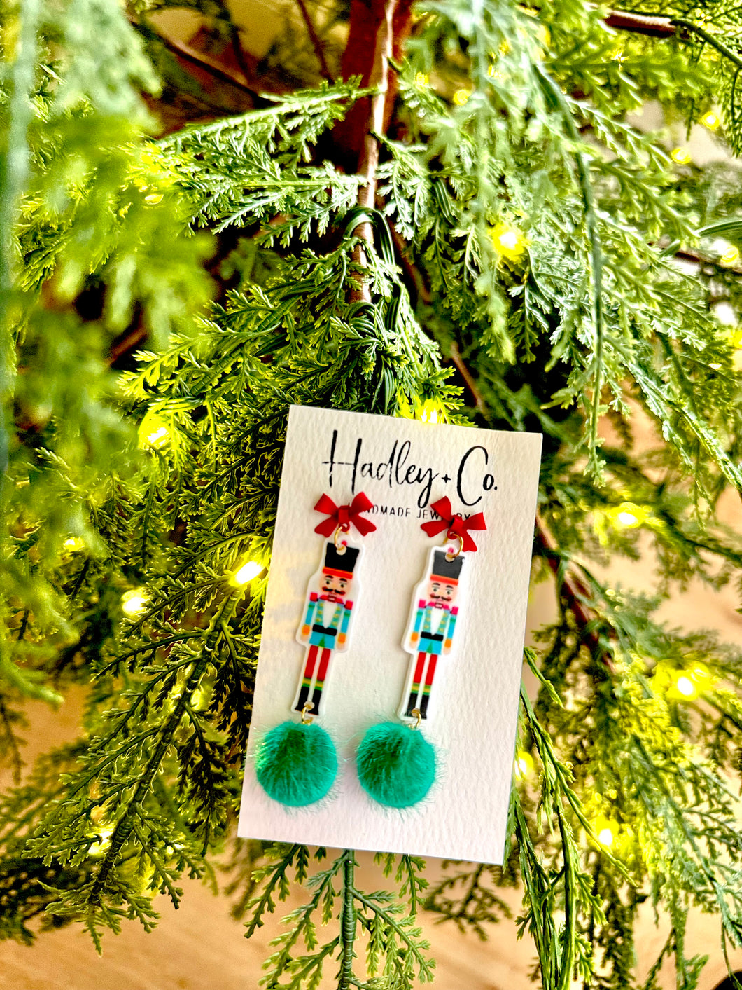 Nutcracker bow pom Hadley + co earrings